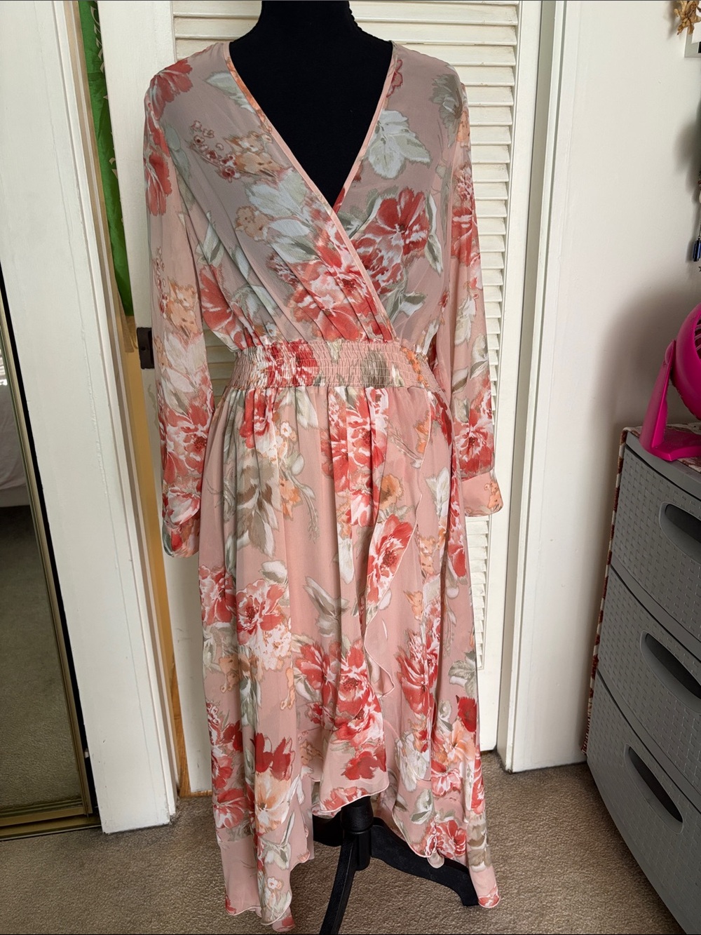 Floral Long-Sleeve Dress - Pink Floral
